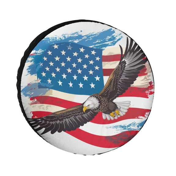 Camper Spare Tire Cover 13 Inch American Eagle USA Flag Universal Wheel Tire Cover Waterproof Dust-Proof Tire Protectors Camper Spare Tire Cover Patriotic Memorial Day