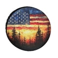thumbnail image 1 of Camper Spare Tire Cover American Flag Sunset with Pine Trees Waterproof Sun Protection Happy Independence Day Tire Cover Fit for Trailers SUV Off-Road Vehicle Camper And Trucks 12inch, 1 of 8