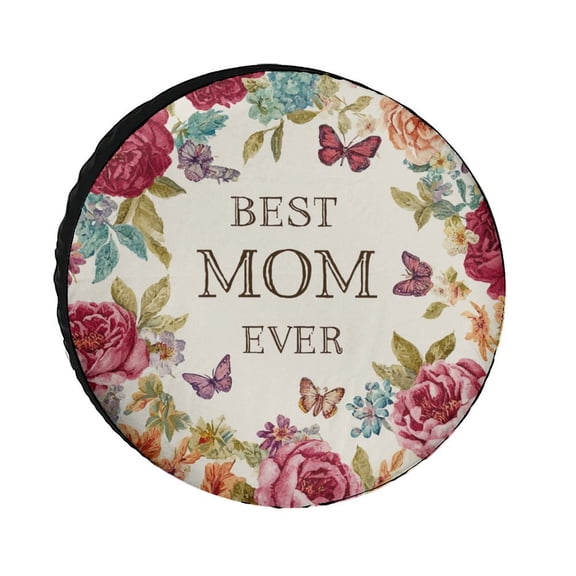 Camper Spare Tire Cover Cute Floral Pink And Red Roses Waterproof Sun Protection Gift for Mom Tire Cover Fit for Trailers SUV Off-Road Vehicle Camper And Trucks 12inch