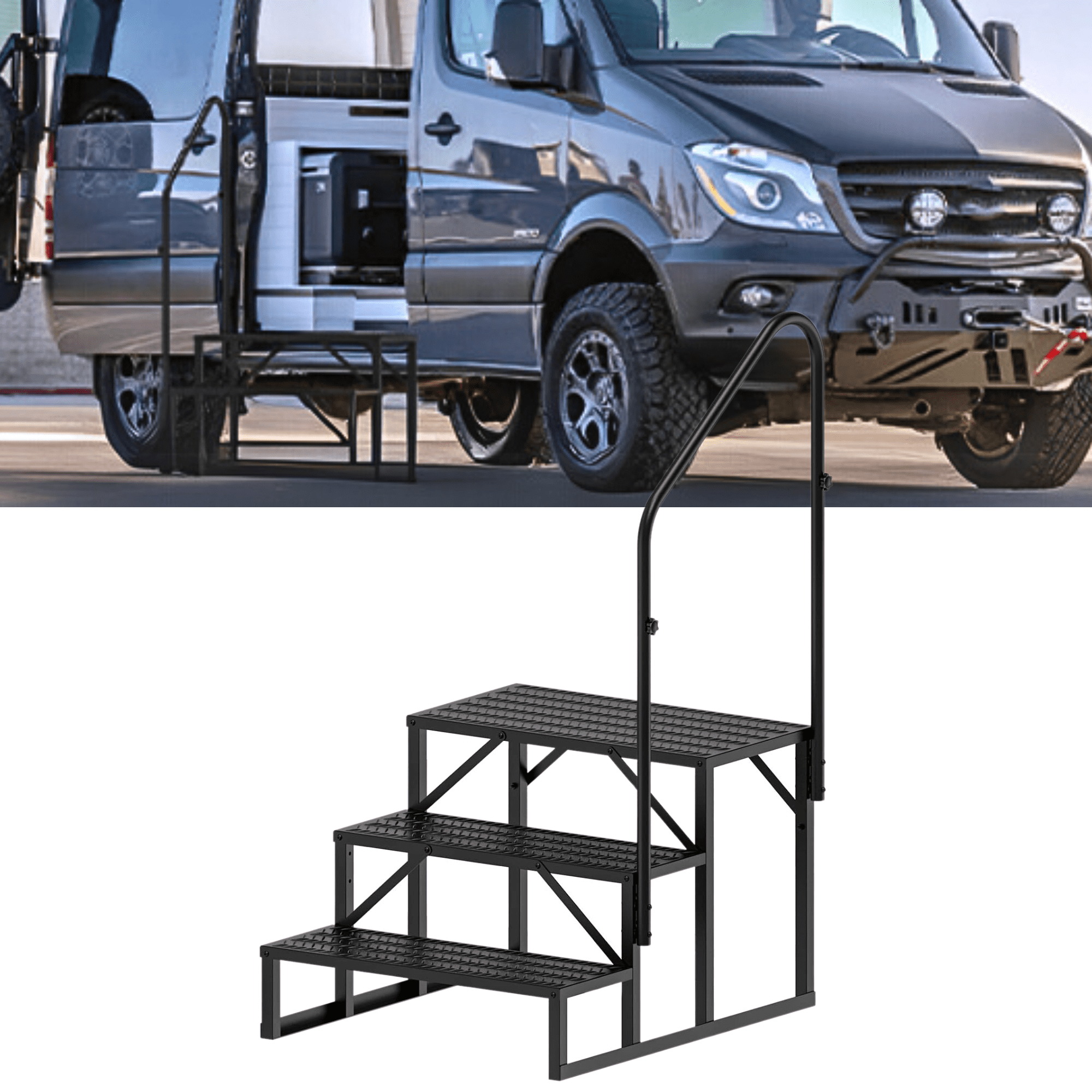 Portable Foldable Rv Steps Camper Steps with Rail, 3 Steps, Bath Steps, Outside Steps, Portable ...