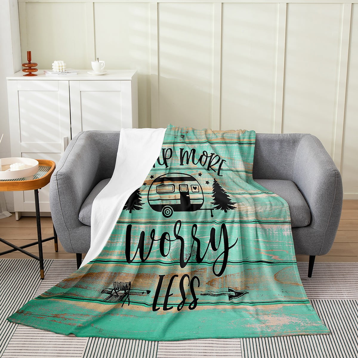 Camper Throw Blanket,Camping Themed Bed Blanket for Travel Trailers,RV ...