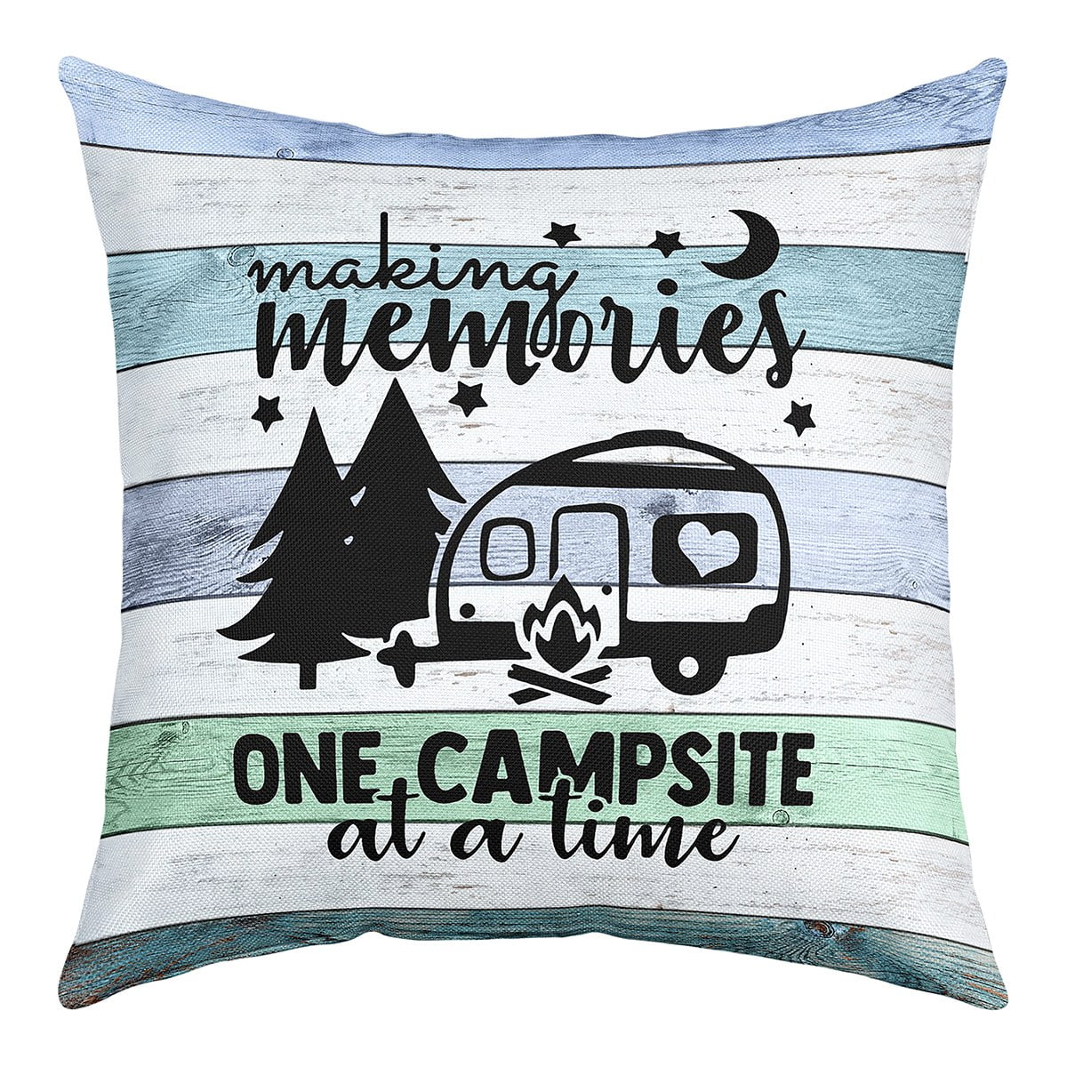 Camper Throw Pillow Cover,Camping Themed Pillow Cover for Travel