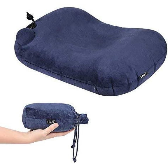 Camper Tool Lightweight, Compact, Soft Velvet Inflatable Travel Pillow, Blue