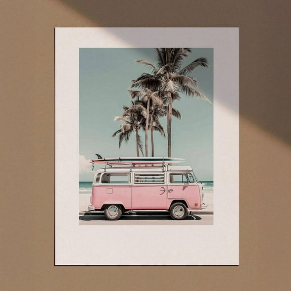 Camper Van Decor, Vw Van Poster, Beach Print, Retro Van Print, Beach Decor, Surf Print Art, Coastal Vintage Surf Poster Wall Art, Modern Wall Decor, 8x12 UNFRAMED