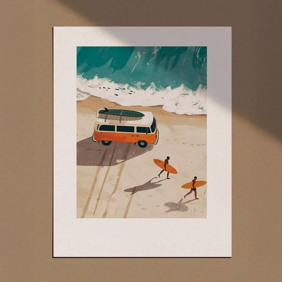 Camper Van Decor, Vw Van Poster, Beach Print, Retro Van Print, Beach Decor, Surf Print Art, Coastal Vintage Surf Poster Wall Art, Modern Wall Decor, 8x12 UNFRAMED