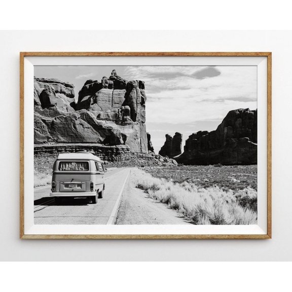 Camper Van Desert Print Van Print Boho Decor Desert Photography Landscape Art Bohemian Art Boho Decor Boho Wall Art Desert Art Wall Art, Modern Wall Decor, 12x18 UNFRAMED