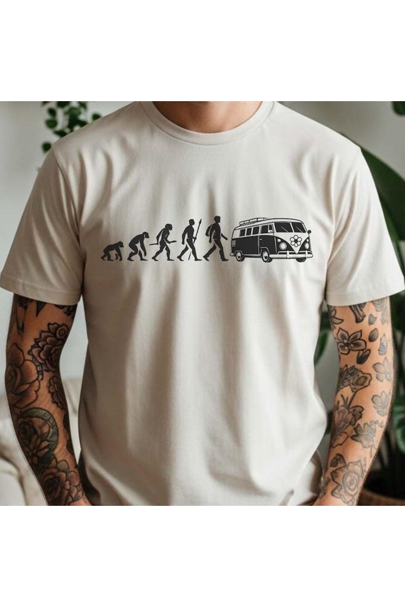 Camper Van Evolution Vintage Van Life Nomad Camping Graphic Comfort Colors Unisex Cotton T-Shirt, Size S-3XL
