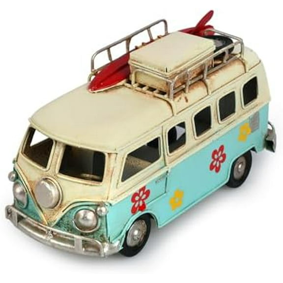 Camper Van Model 6.3 Inches Retro Classic Style Metal Beach Bus Hippie Vehicle Home Decor - Ideal Birthday Surprise - Blue$$Home Decor, Kitchen, & Other