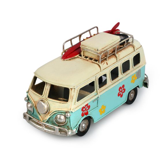 Camper Van Model 6.3 Inches Retro Classic Style Metal Beach Bus Hippie Vehicle Home Decor - Ideal Birthday Surprise - Blue Y101