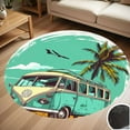 thumbnail image 1 of Camper Van Palm Trees Round Carpet Living Room Bedroom Home Decoration Coffee Table Mat Lounge Rug Chair Mats, 1 of 5