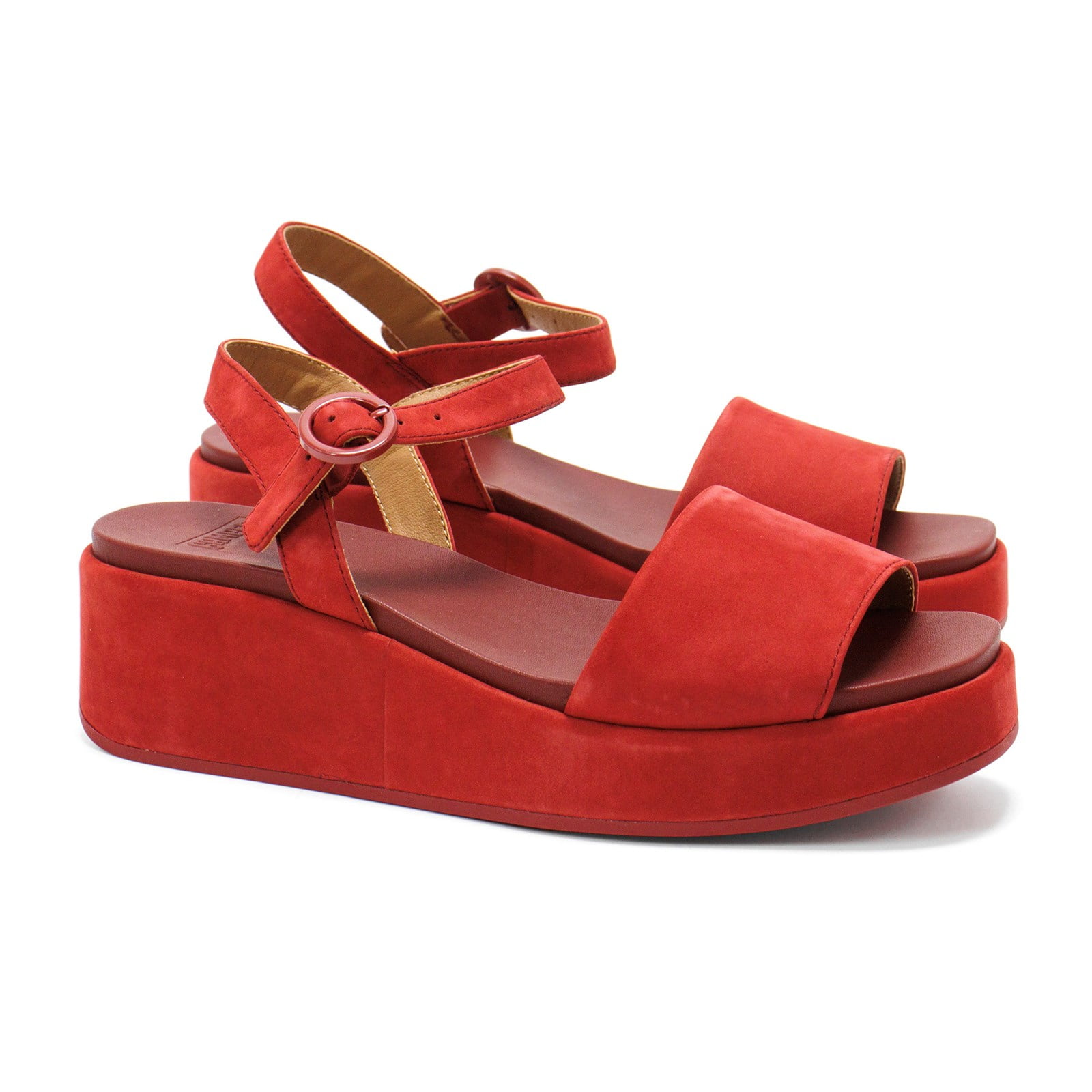 Camper Women's Misia Platform Sandals, Burgundy,7 M US