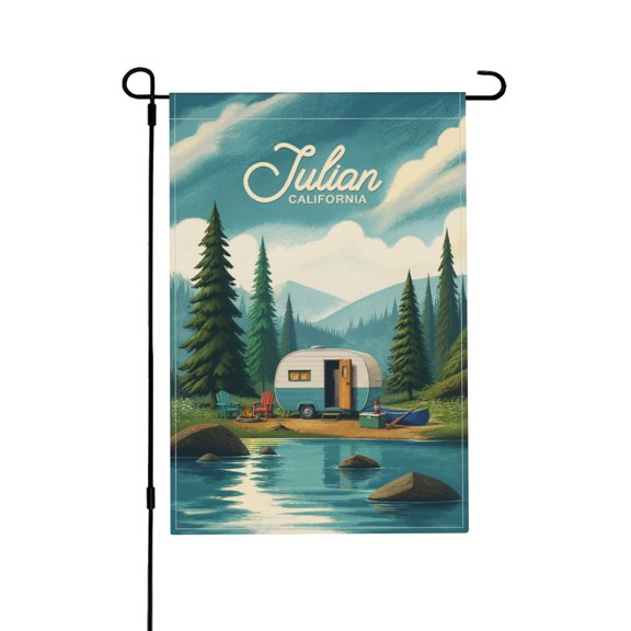 Camper in Evergreens Outdoor Flag Wall Art Style Garden Flag For Yard 12x18 in