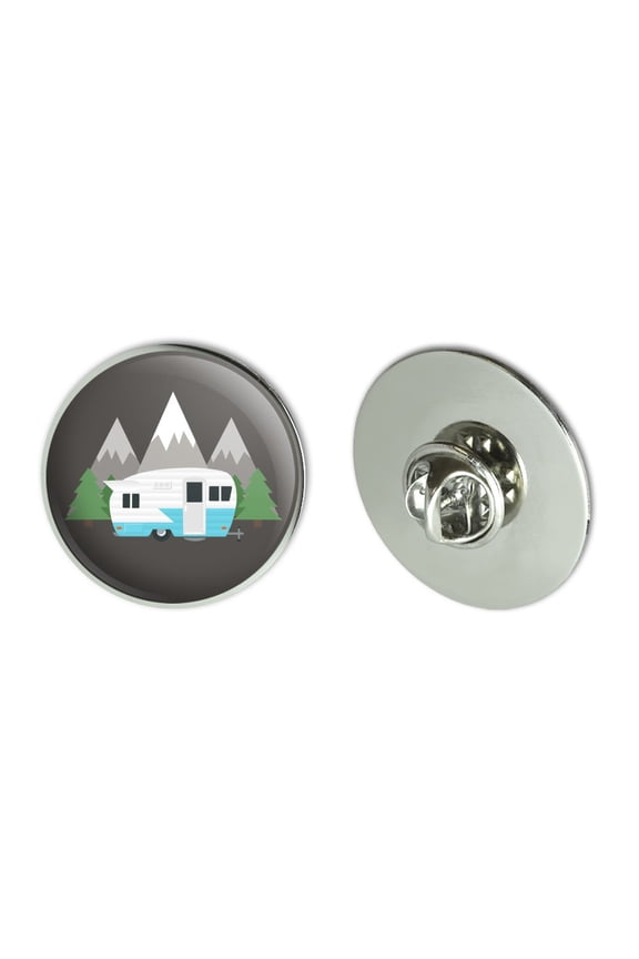 Camper in the Mountains Metal 1.1" Tie Tack Hat Lapel Pin Pinback
