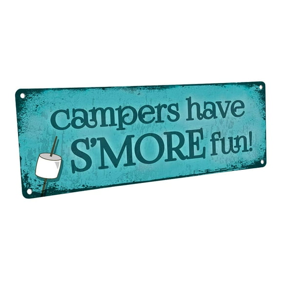 Campers Have S’more Fun 4"x12" Metal Sign, Wall Décor for Vacation, Cabin, and Lakehouse