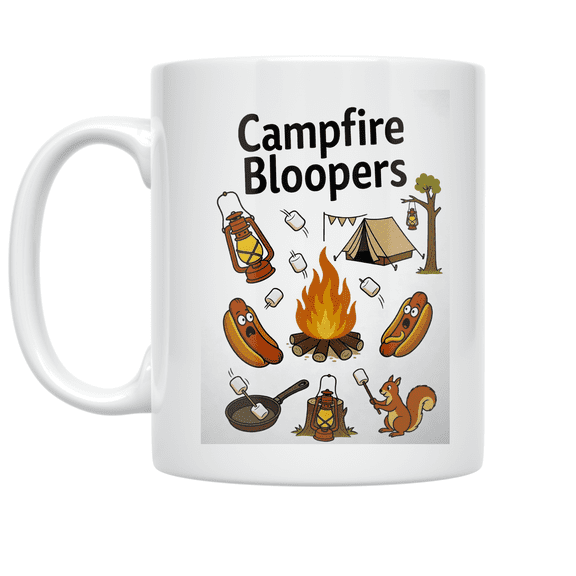 Campfire Bloopers Camping Humor Design - Outdoor Enthusiast - 11 oz Ceramic Coffee Mug