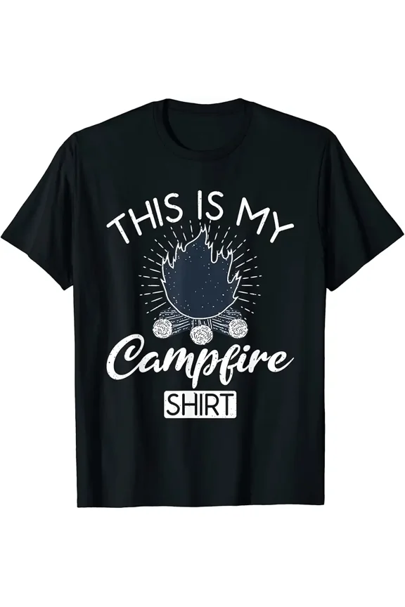 Campfire Bonfire Shirt for Unisex Outdoor Camping Short Sleeve Graphic Tee