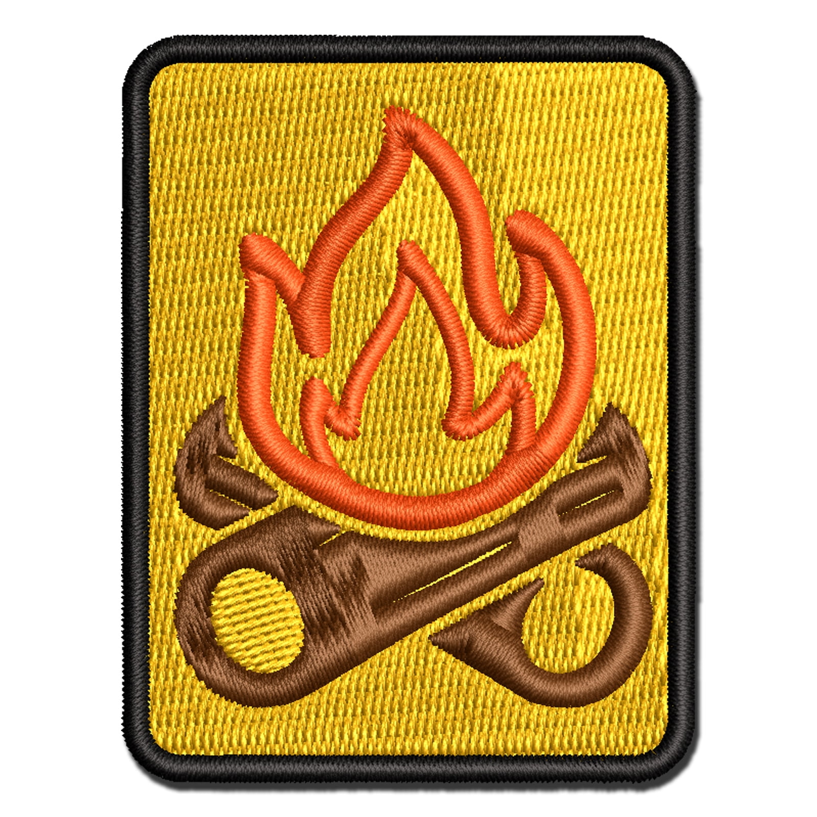 Campfire Cartoon Applique Multi-Color Embroidered Iron-On Patch - 3.5 Inch Large