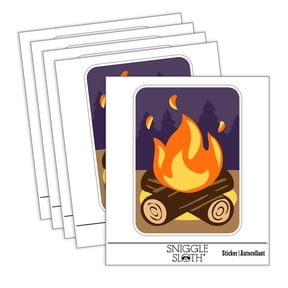 Campfire Cartoon Car Window Bumper Water Bottle Phone Tablet Laptop Waterproof Vinyl Decal Sticker Set 5-Pack - Gloss Finish - 2.0"