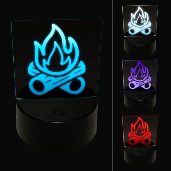 Campfire Cartoon LED Night Light Sign 3D Illusion Desk Nightstand Lamp