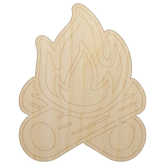 Campfire Cartoon Wood Shape Unfinished Piece Cutout Craft DIY Projects - 6.25 Inch Size - 1/4 Inch Thick