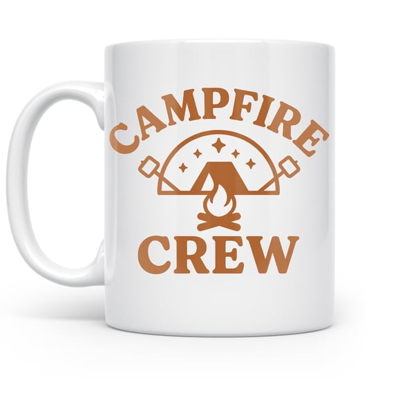 Campfire Crew 11 oz Coffee Mug - Rustic for Outdoor Lovers White Ceramic Gift