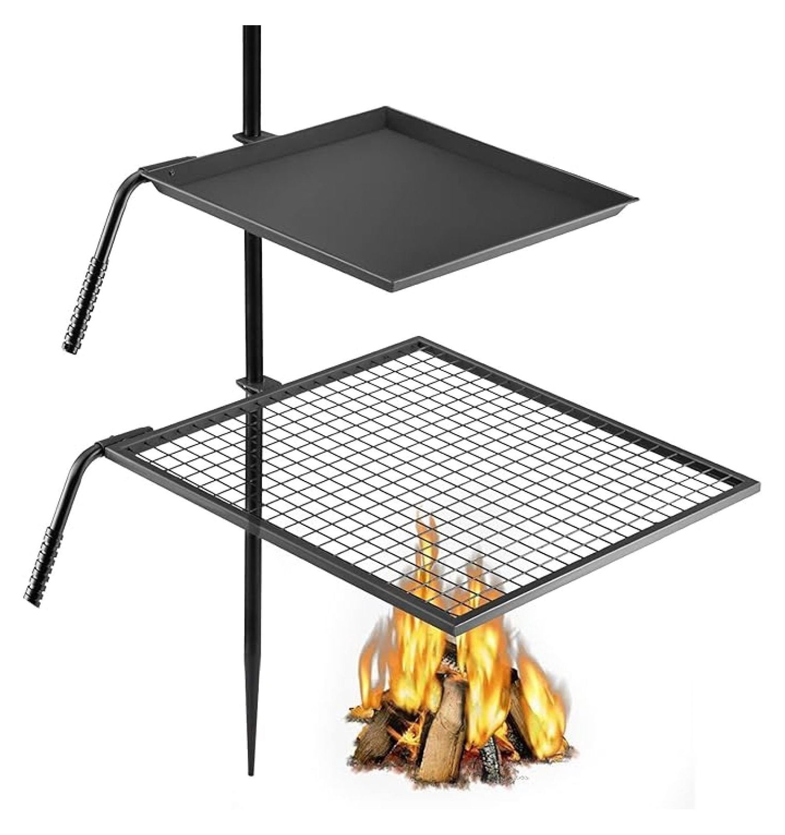 Campfire Double Layer Over Three Section Height Adjustable Grill Grate ...