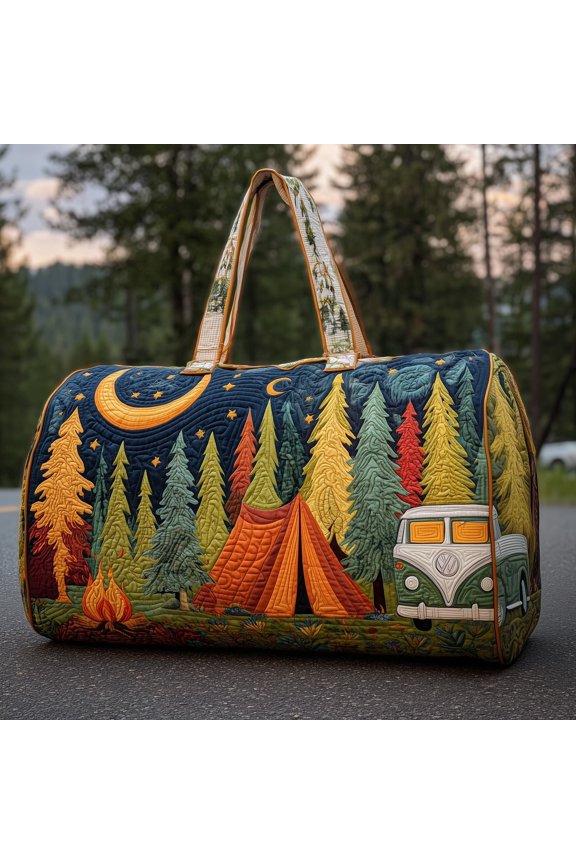 Campfire Dream Quilted Duffle Bag, Quited Travel Tote Bag, Quited Weekender Travel Bag, Carry On Duffle