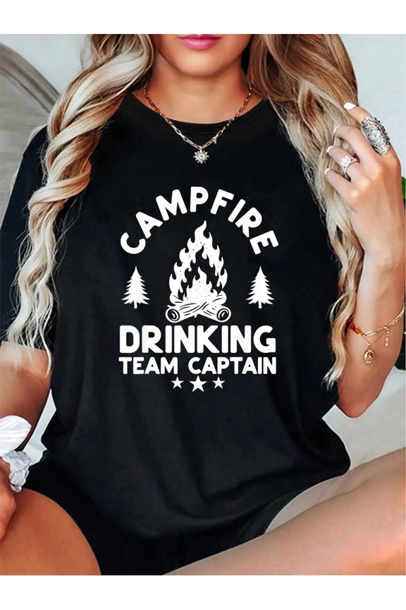 Campfire Drinking Team Captain Funny Camping Outdoor Camp T-Shirt - Unisex Camp Camping T Shirt