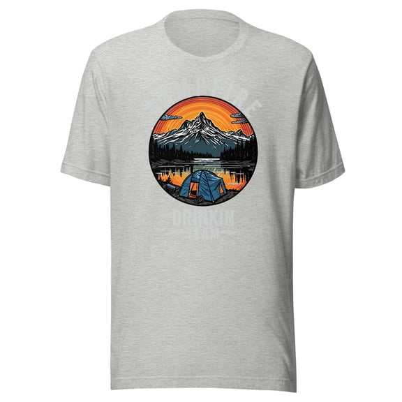 Campfire Drinking Team Shirt, Unisex, Funny Camping Shirt, Fun Outdoors, Camp Fire Drinking Team, Funny Camper Life, Funny Nature Lover (Athletic Heather, L)
