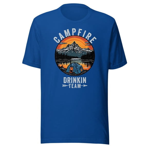 Campfire Drinking Team Shirt, Unisex, Funny Camping Shirt, Fun Outdoors, Camp Fire Drinking Team, Funny Camper Life, Funny Nature Lover (True Royal, M)