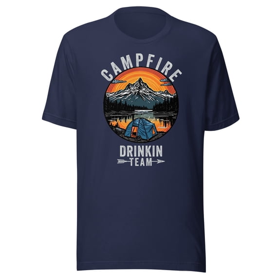 Campfire Drinking Team Shirt, Unisex, Funny Camping Shirt, Fun Outdoors, Camp Fire Drinking Team, Funny Camper Life, Funny Nature Lover (Navy, 2XL)