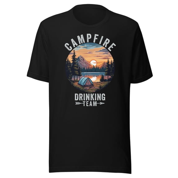 Campfire Drinking Team Shirt, Unisex, Funny Camping Shirt, Funny Camper Life, Fun Outdoors, Camp Fire Drinking Team, Funny Nature Lover (Black, 3XL)