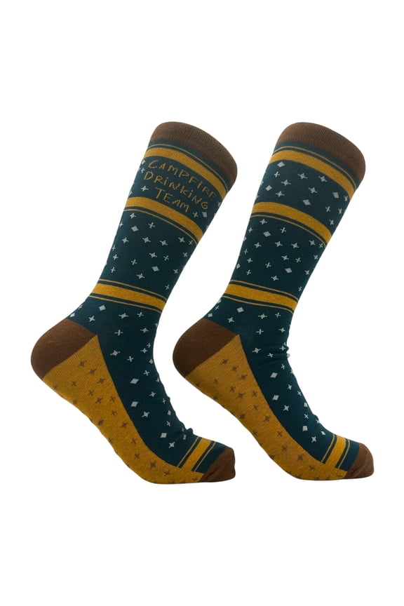Campfire Drinking Team Socks Funny Sarcastic Camping Graphic Novelty Footwear for Men