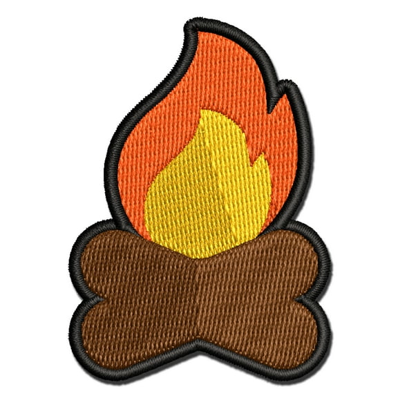 Campfire Fire Symbol Applique Multi-Color Embroidered Hook & Loop Patch - 3.5 Inch Large