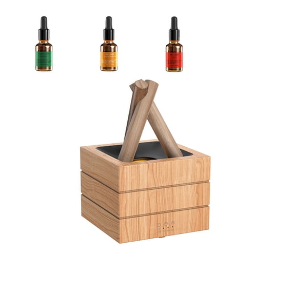Campfire Flame Aromatherapy Diffuser, Mini Ultrasonic Humidifier with 7-Color Gradient Flame Light, Essential Oil Diffuser with Timer & Auto Shut-Off for Home Office Bedroom