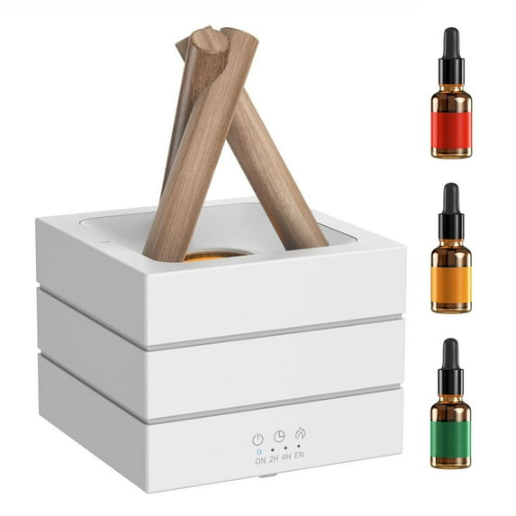 Campfire Flame Fire Diffuser, 6 Colors Bonfire Aromatherapy Essential Oil Diffuser, 280ml Cool Mist Humidifier with Remote,3 Gears Timer Auto Control Shutdown for Home, Bedroom, Office, White (30ml)