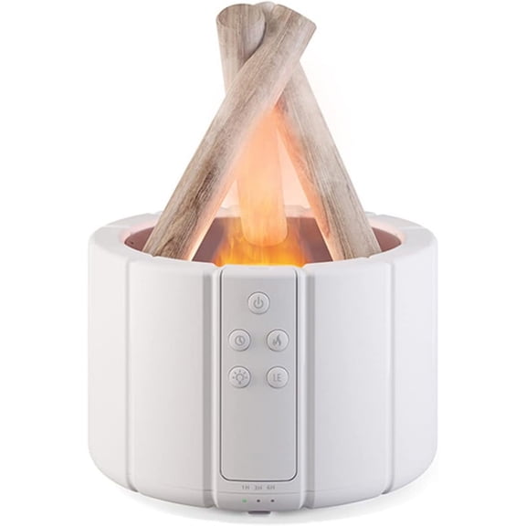 Campfire Flame Fire Diffuser, Bonfire Aromatherapy Essential Oil 250ml Wood Cool Mist Humidifier for Home,Bedroom,Office, Remote Control, Auto Shut-Off, Night Light, Gift (White)