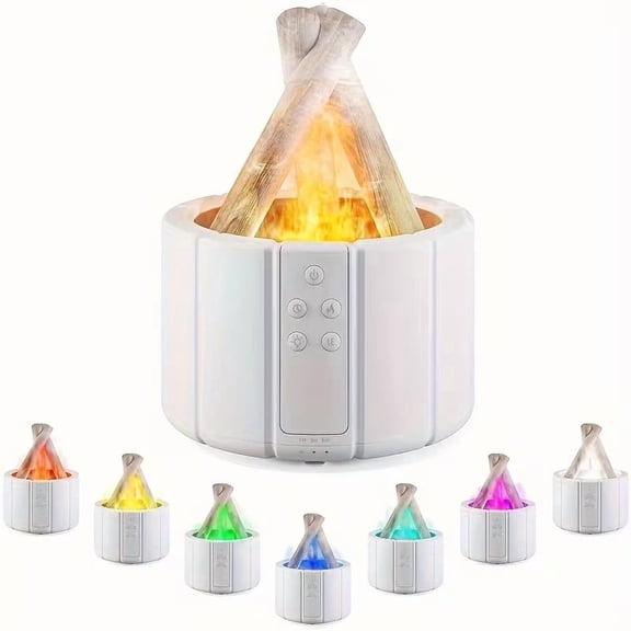 Campfire Flame Humidifier 300ml USB Aromatherapy Diffuser with 7-Color Night Light