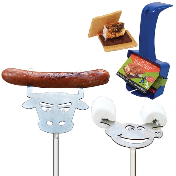 Campfire Fun Pack w/ Roasting Tools & S'more Maker For Campfires & Cookouts