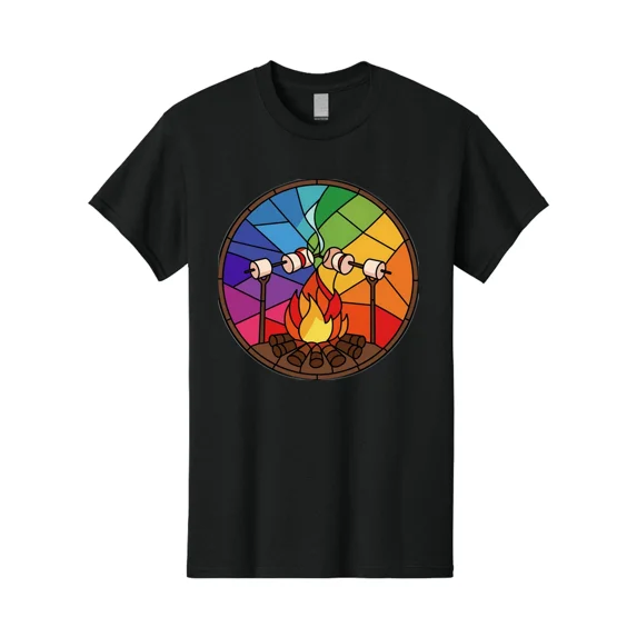 Campfire-Marshmallows Mens Graphic Tee, 100% Cotton, Casual Summer Wear