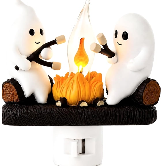 Campfire Night Light, Plug-In Wall Lamp with Flickering Flame, Resin, 1 Count