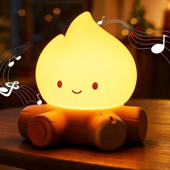 Campfire Night Light, Portable Flame Lamp with White Noise, Cute Silicone Flameless Candle Lights,Suitable for Kids lamp Bedroom, Indoor/Outdoor and Home Decoration