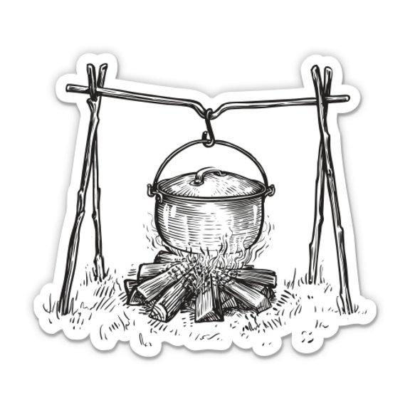 Campfire Outdoor Nature Adventure Wilderness - 12" Vinyl Sticker Waterproof Decal