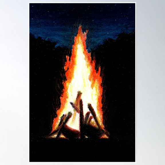 Campfire Poster Wall Art, Modern Wall Decor, 24x36 UNFRAMED