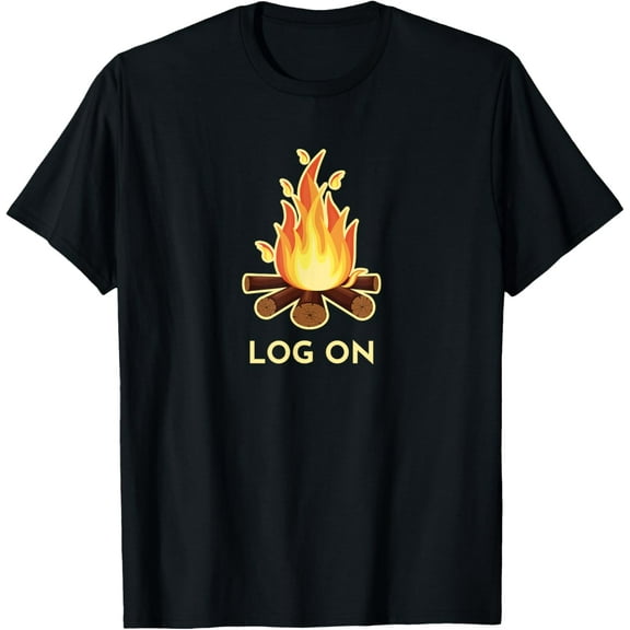 Campfire Pun, LOG ON, Camping T-Shirt