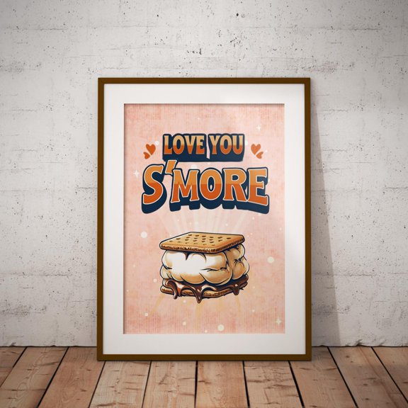 Campfire S'Mores Print Vintage Summer Camp, Unframed Paper Print