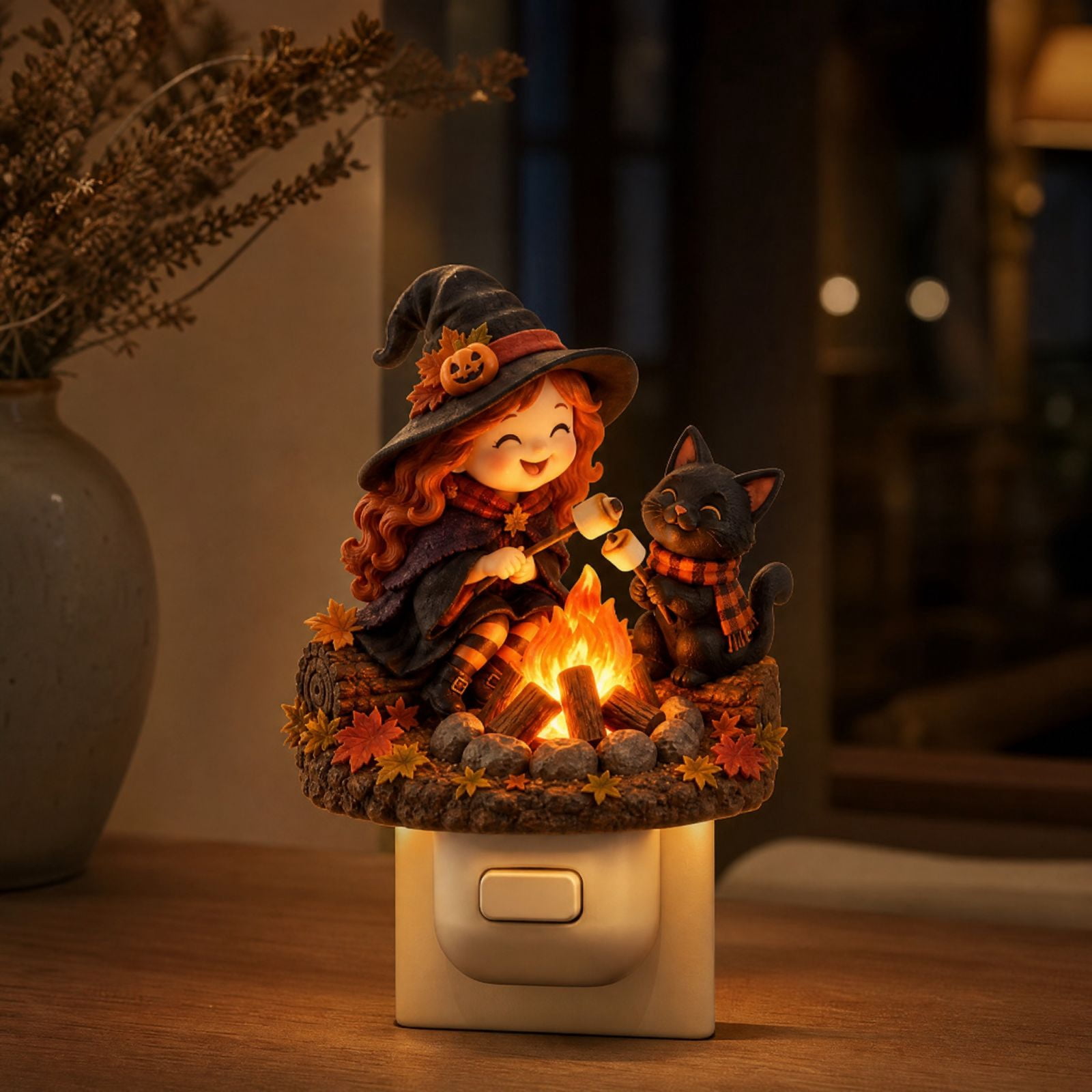 Campfire Scene Plug-in Night Light, Cute Character Roasting ...