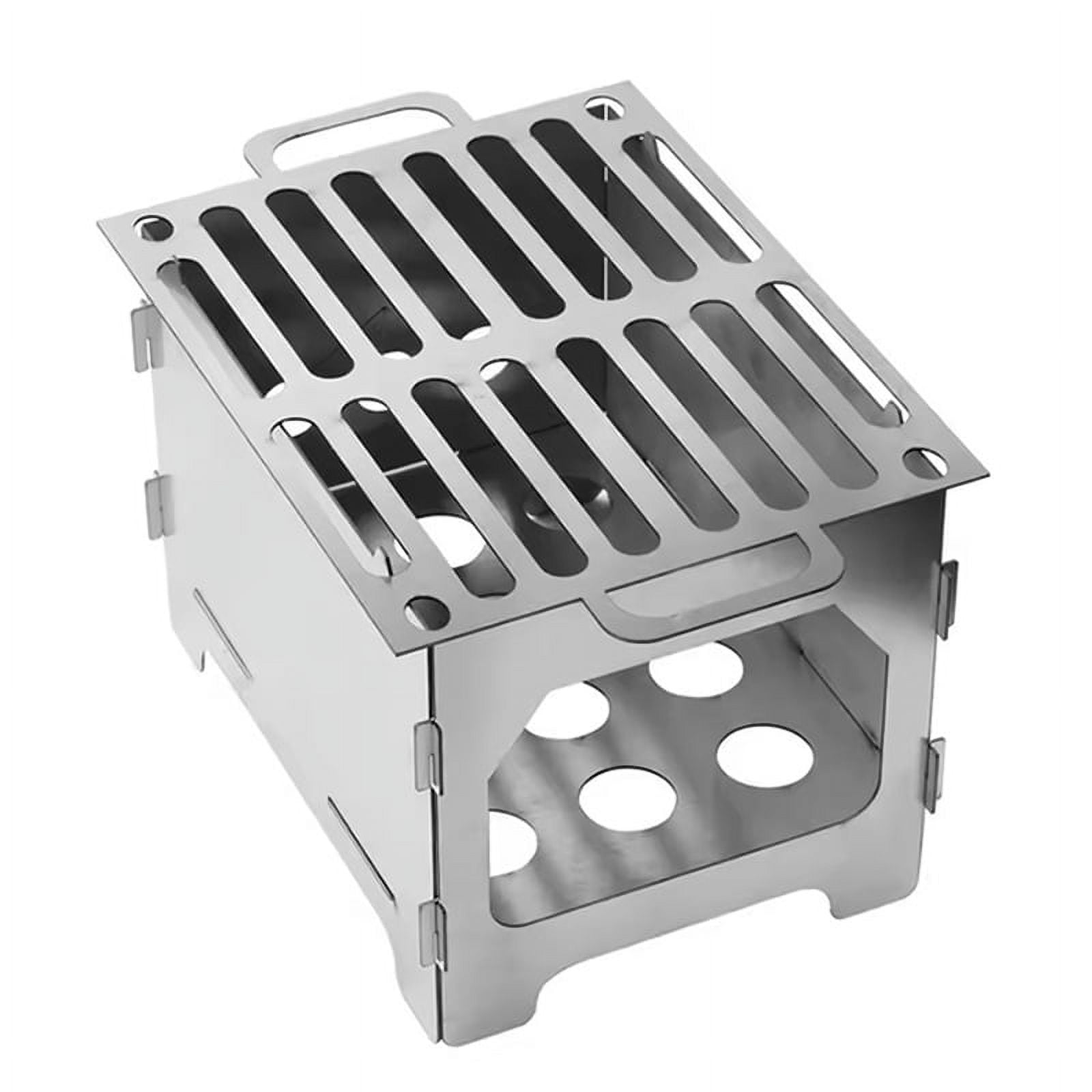 -Campfire Stove Stainless Steel Charcoal Firewood Stove Detachable Multifunctional for Outdoor Pincnic