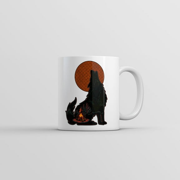 Campfire Wolf Mug Cool Nature Graphic Novelty Coffee Cup