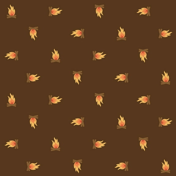 Campfire brown camping fabric, Camping Crew Wood cotton fabric, Sold by the Quarter Yard